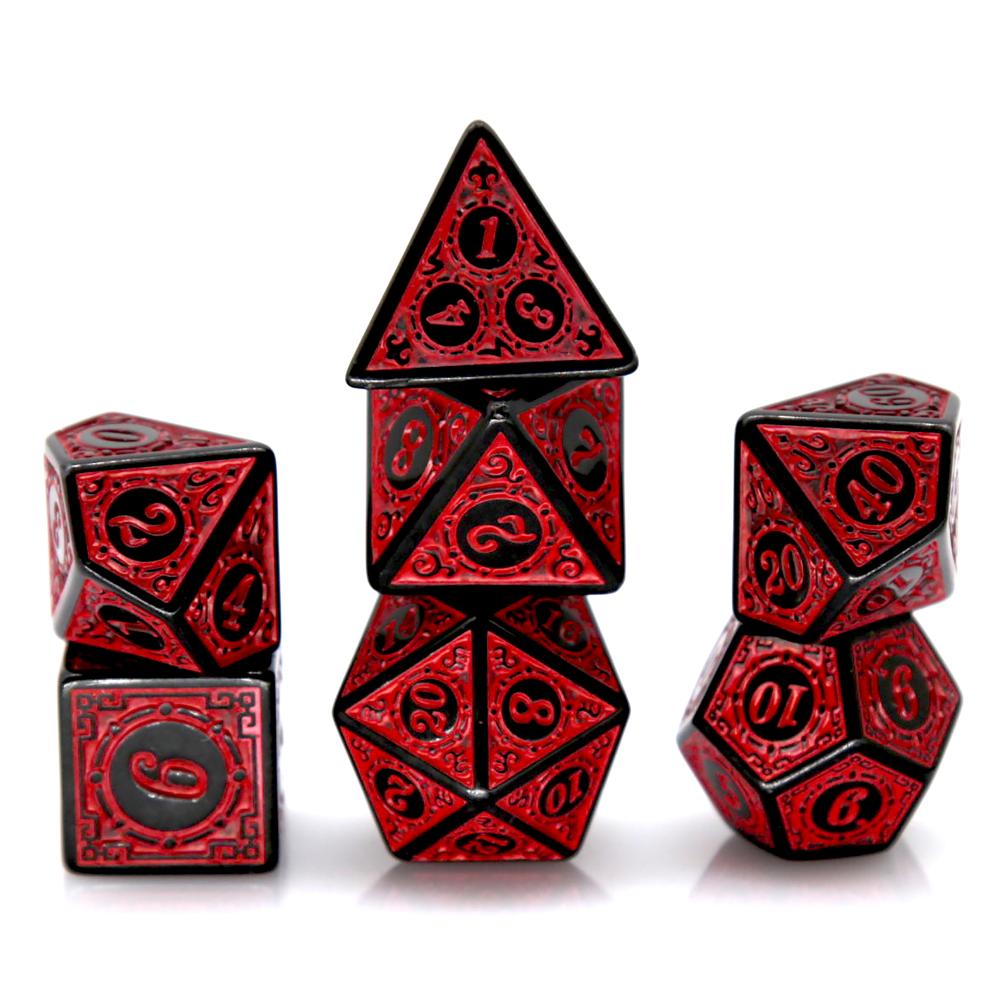 7Pcs Black Red Acrylic Polyhed - đánh giá và giá Retro Gaming Kit