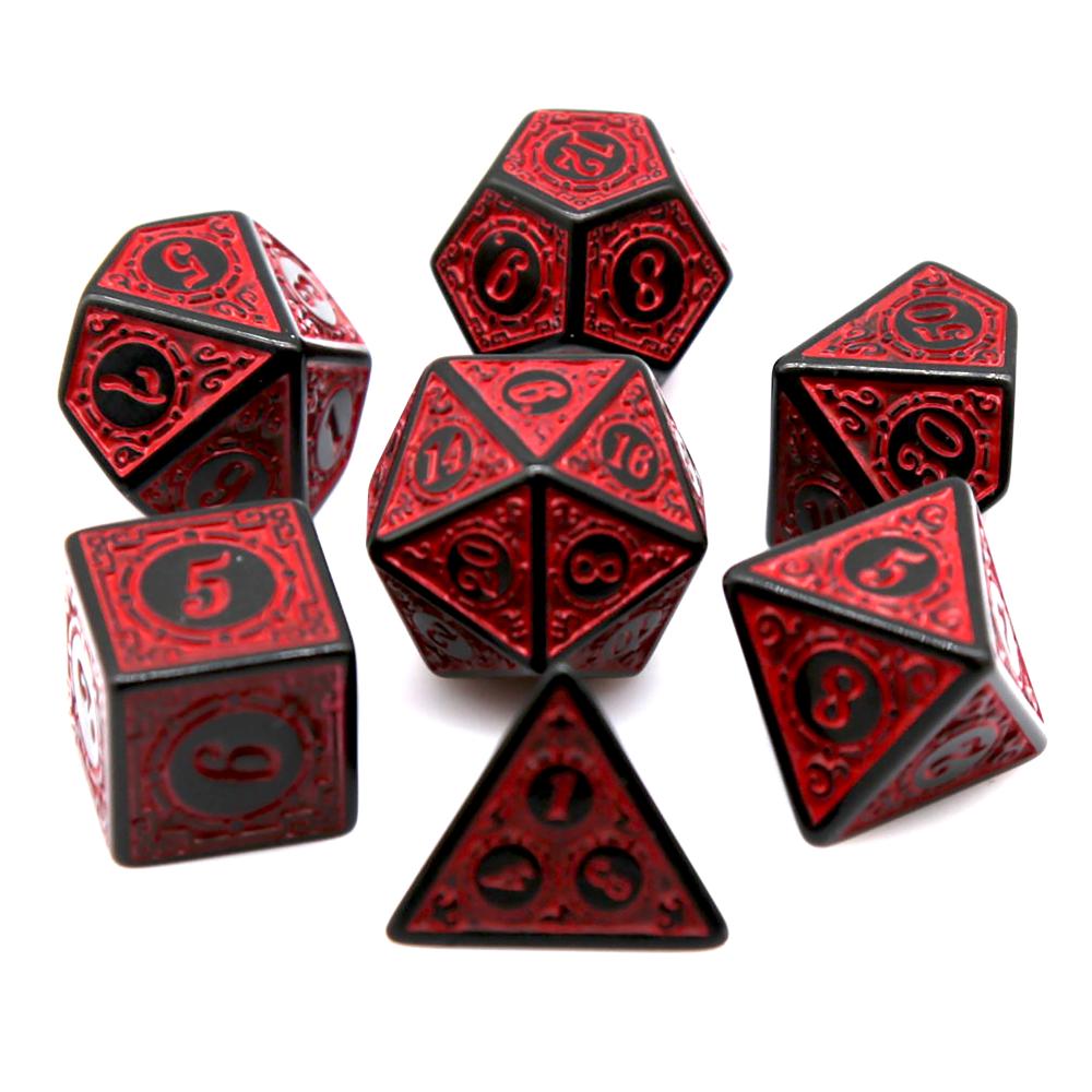 7Pcs Black Red Acrylic Polyhed - đánh giá và giá Retro Gaming Kit